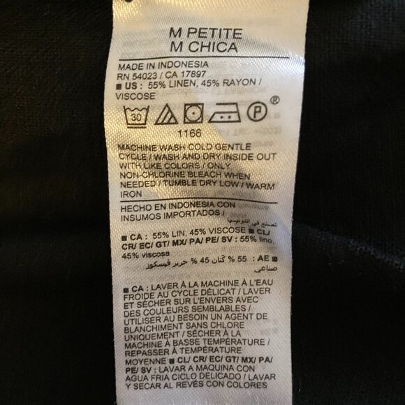 NWOT, SZ PM, Linen Skort w/ Side Tie, Black - Picture 3 of 3